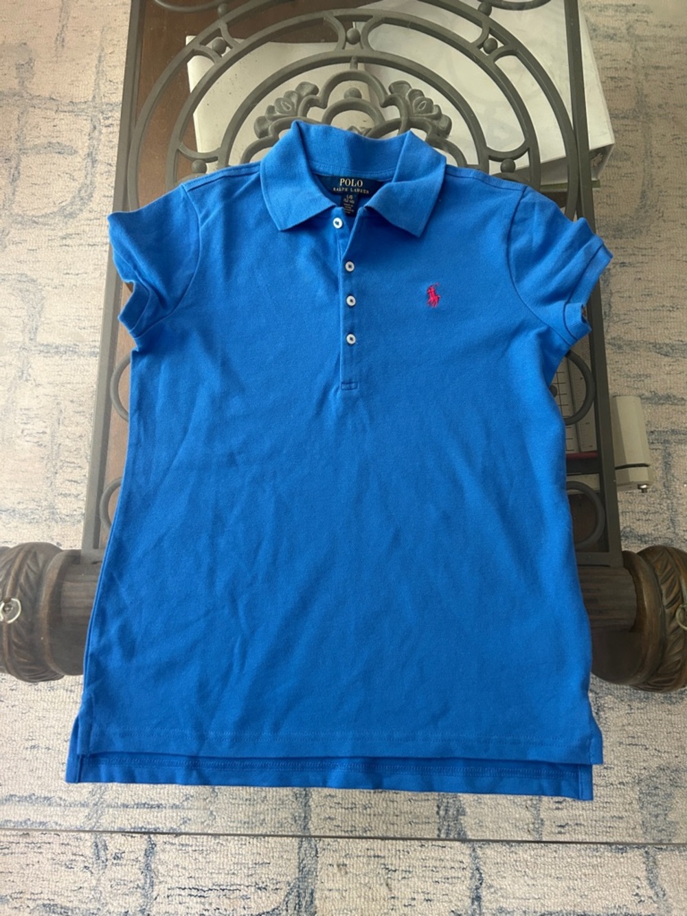Ralph Lauren Bright Blue Polo with Pink Pony Logo
